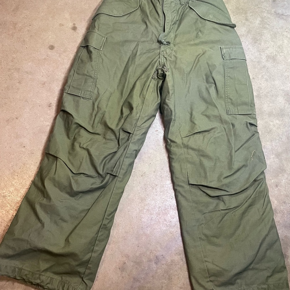 Vtg US Military Cold Weather Trousers W Liner M65 OG 107 Cargo Field Pants Sm Lo